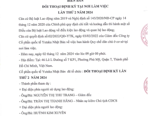 BIÊN BẢN ĐỐI THOẠI ĐỊNH KỲ TẠI NƠI LÀM VIỆC LẦN THỨ 2 NĂM 2024