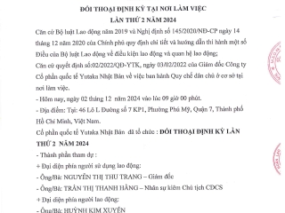 BIÊN BẢN ĐỐI THOẠI ĐỊNH KỲ TẠI NƠI LÀM VIỆC LẦN THỨ 2 NĂM 2024